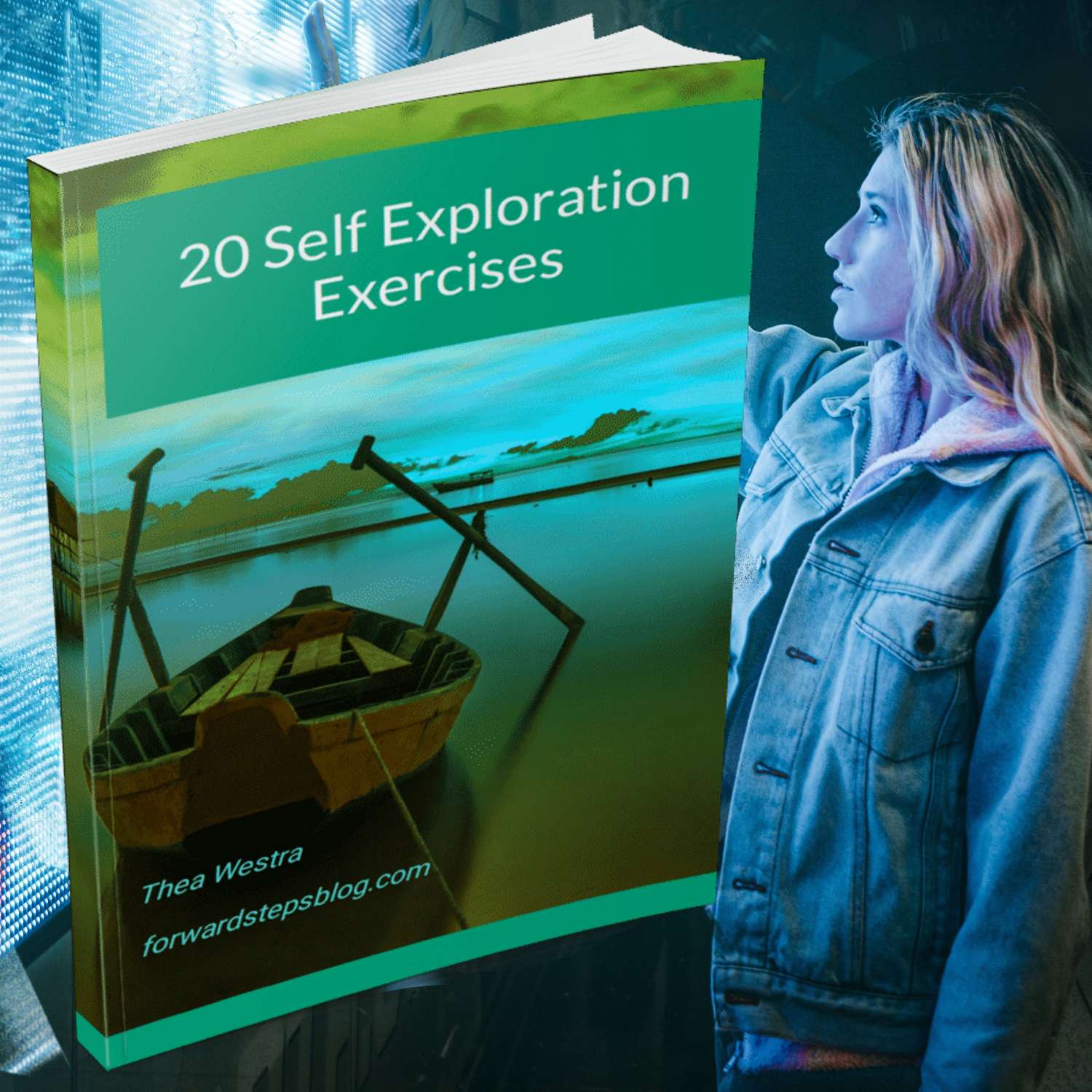 20 Self Reflection Exercises free ebook <!--- NOTE: original size 1500px X 1500px. Change height & width to scale using https://selfimprovementgift.com/forwardsteps/image-resize/ -->