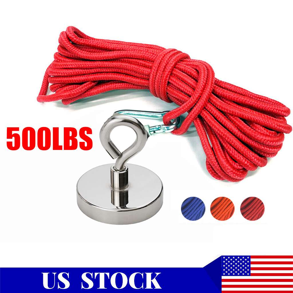 1100LB Fishing Magnet Kit Strong Neodymium Pull Force Treasure Hunt with Rope