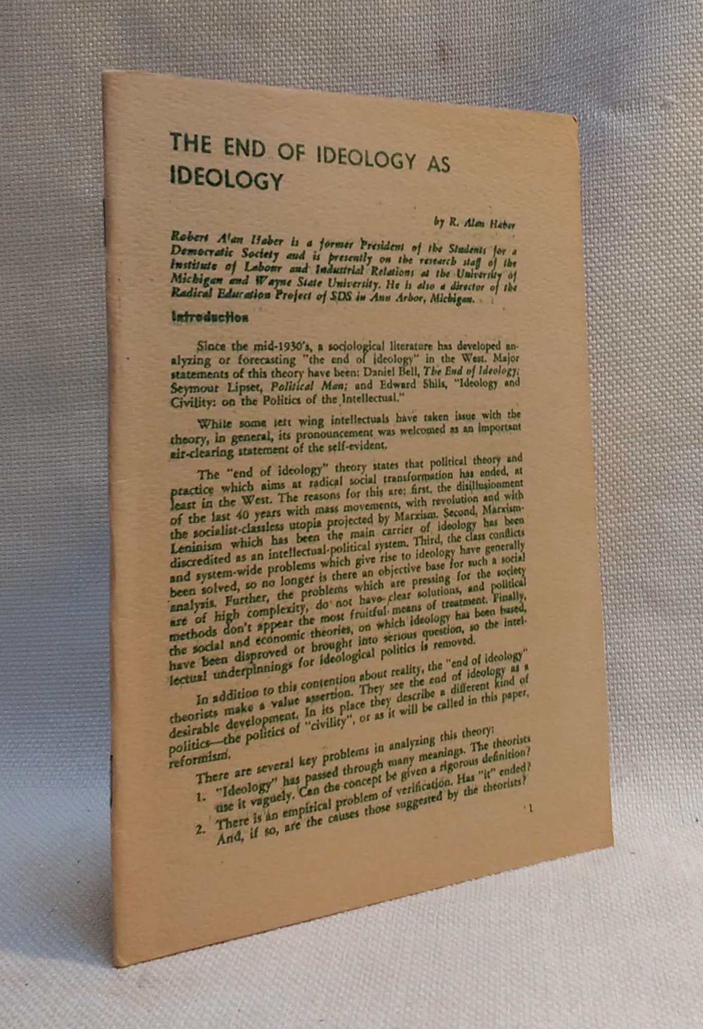 The End of Ideology as Ideology