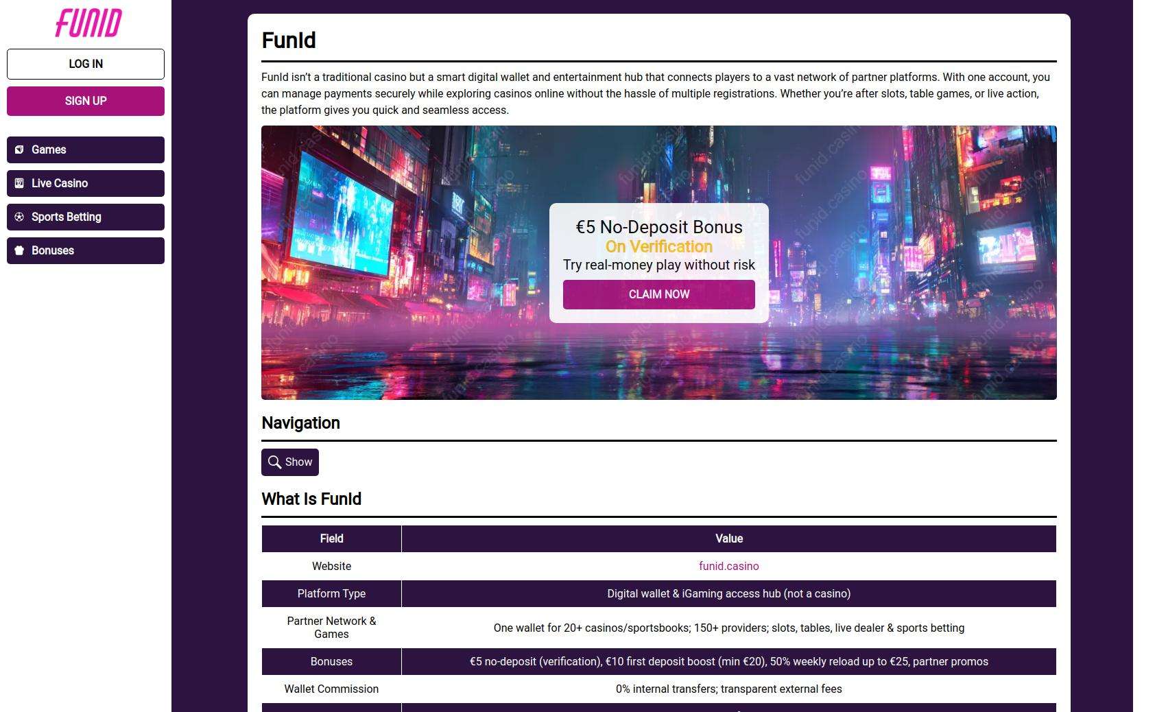 Funid Casino Sign Up UK  
