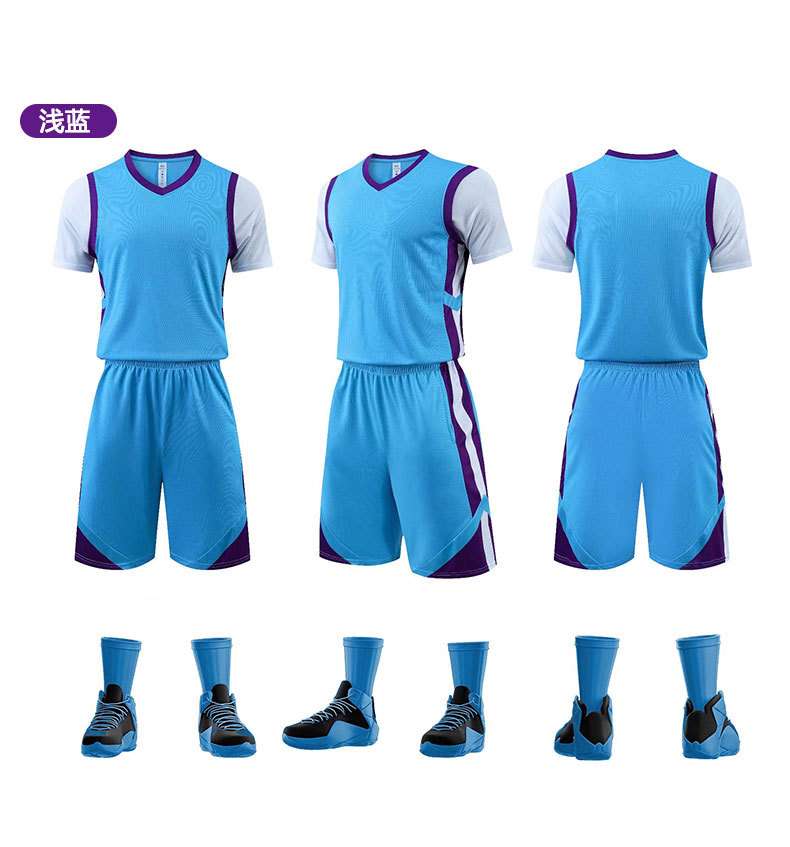 Quick-drying ball suit women's basketball jersey short-sleeved anti-light T-shirt fake 2-piece sports basketball suit