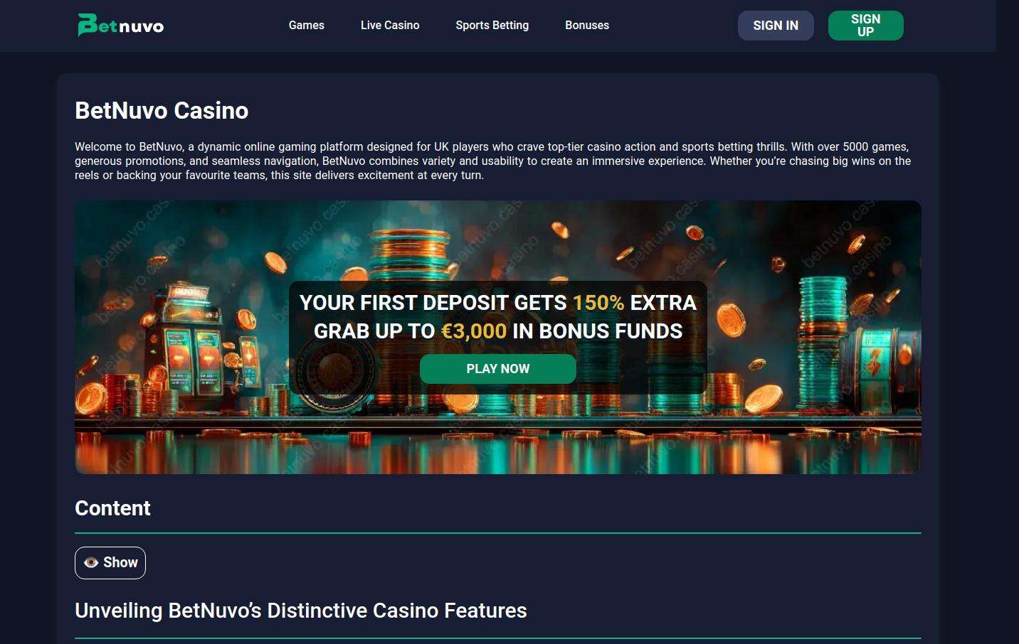 Review of Bet Nuvo's Generous Bonus Offers for GB Players