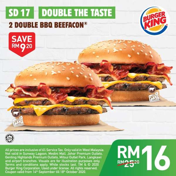 Burger King Malaysia Special Coupons (14 September - 18 October 2020)