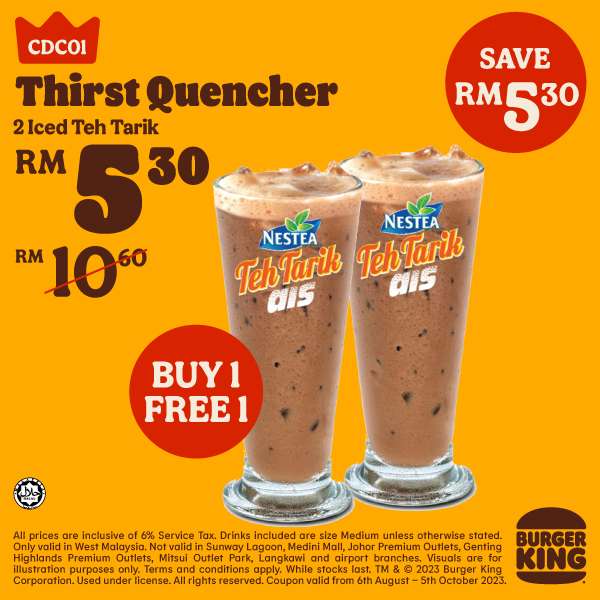 Burger King Malaysia Special Coupons (6 August - 5 October 2023)