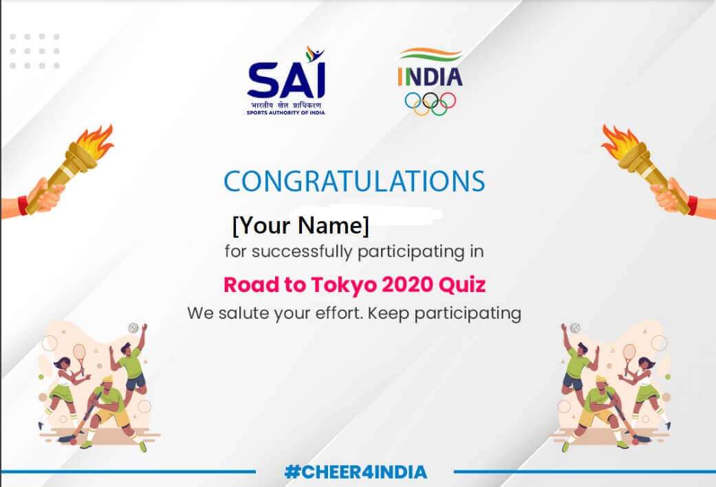 Sample Certificate of Participation in Online Quiz Road to Tokyo 2020