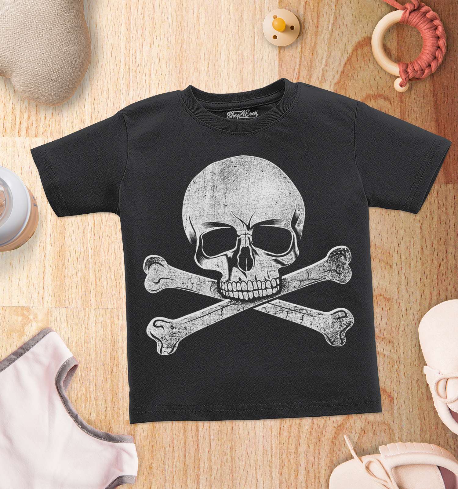 Darkside Clothing Jolly Toddler Pirate Skull & Crossbones Baby Toddler Tshirt 