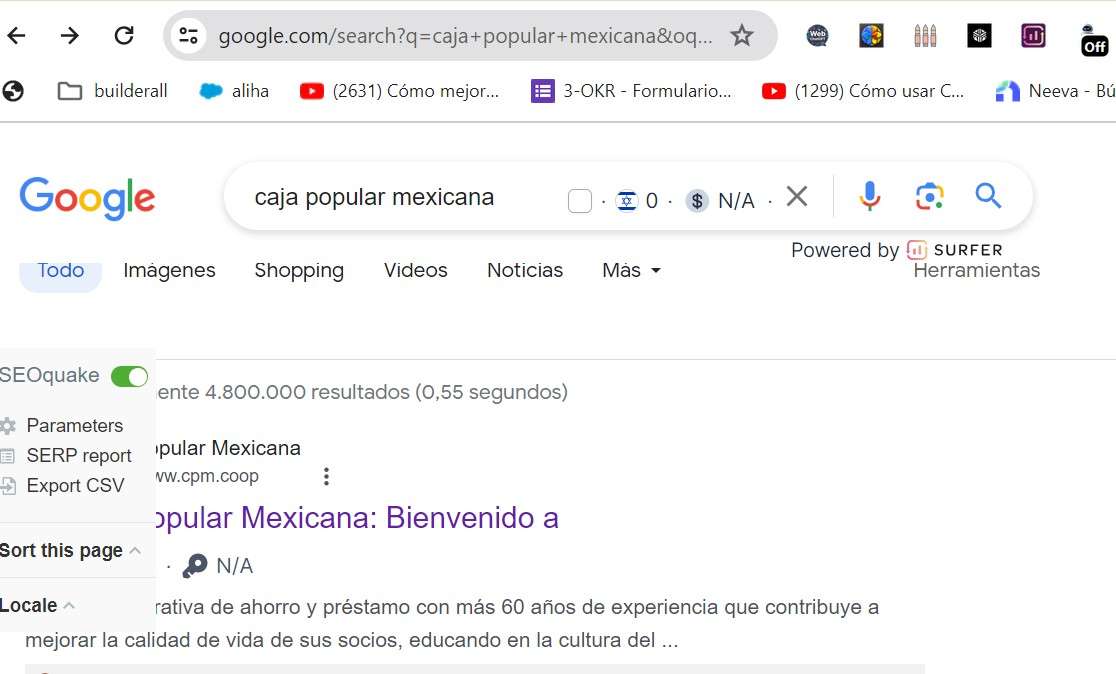 Caja Popular Mexicana recorte de su aparición en google