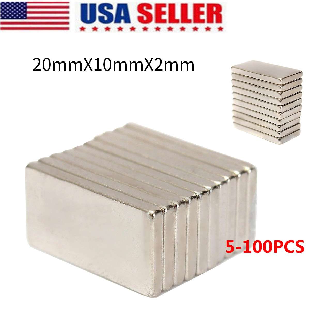 100PCS BLOCK Neodymium Rare Earth Magnets 5  X 5  X 2 mm N50