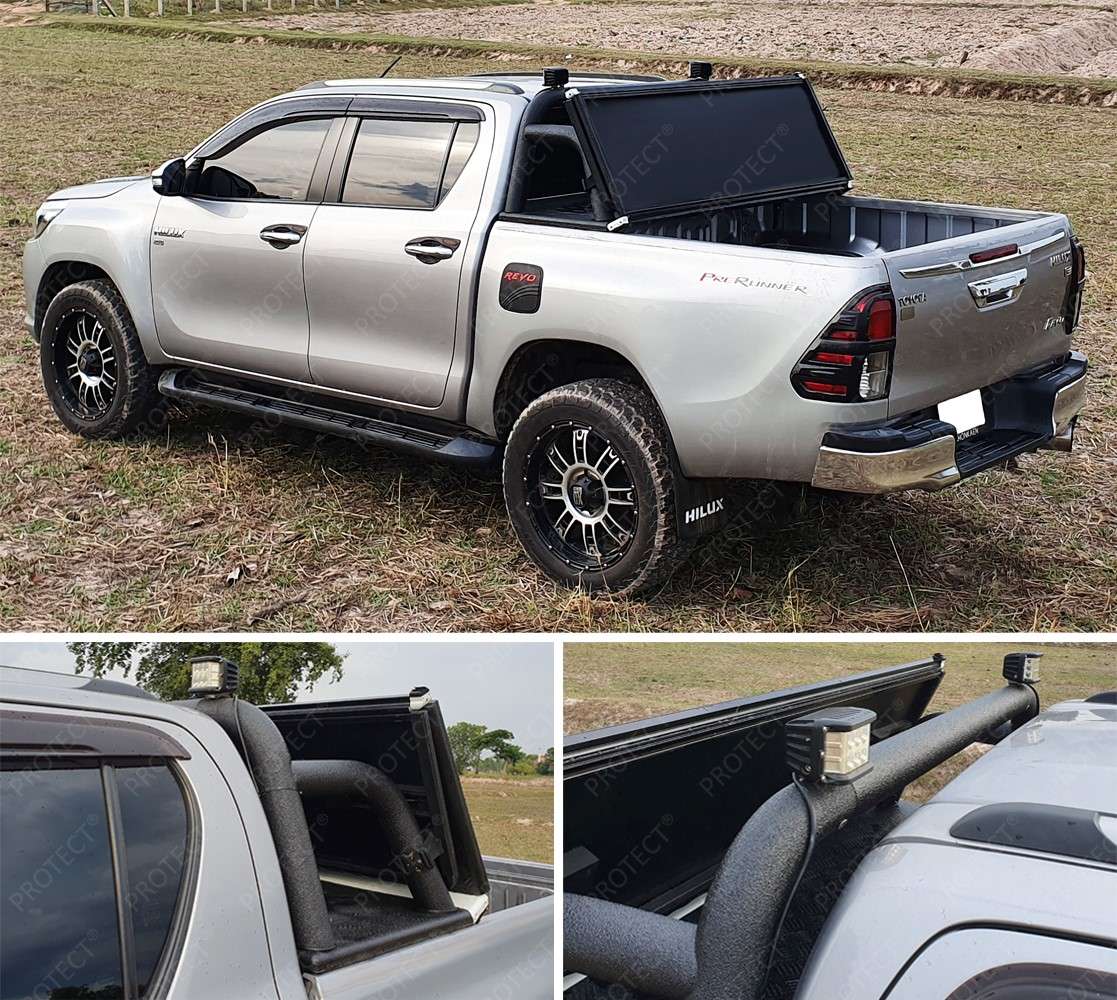 PROTECT cover foldable aluminum loading compartment cover with roll bar for Toyota Hilux Doppelkabine Bj. 2012-2022 -3