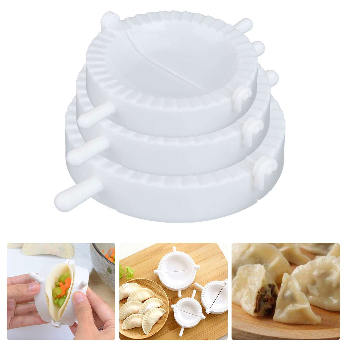 3PC DIY Dumpling Mould Mold Maker Pastry Pie Dough Presser Easy Kitchen Tool Kit
