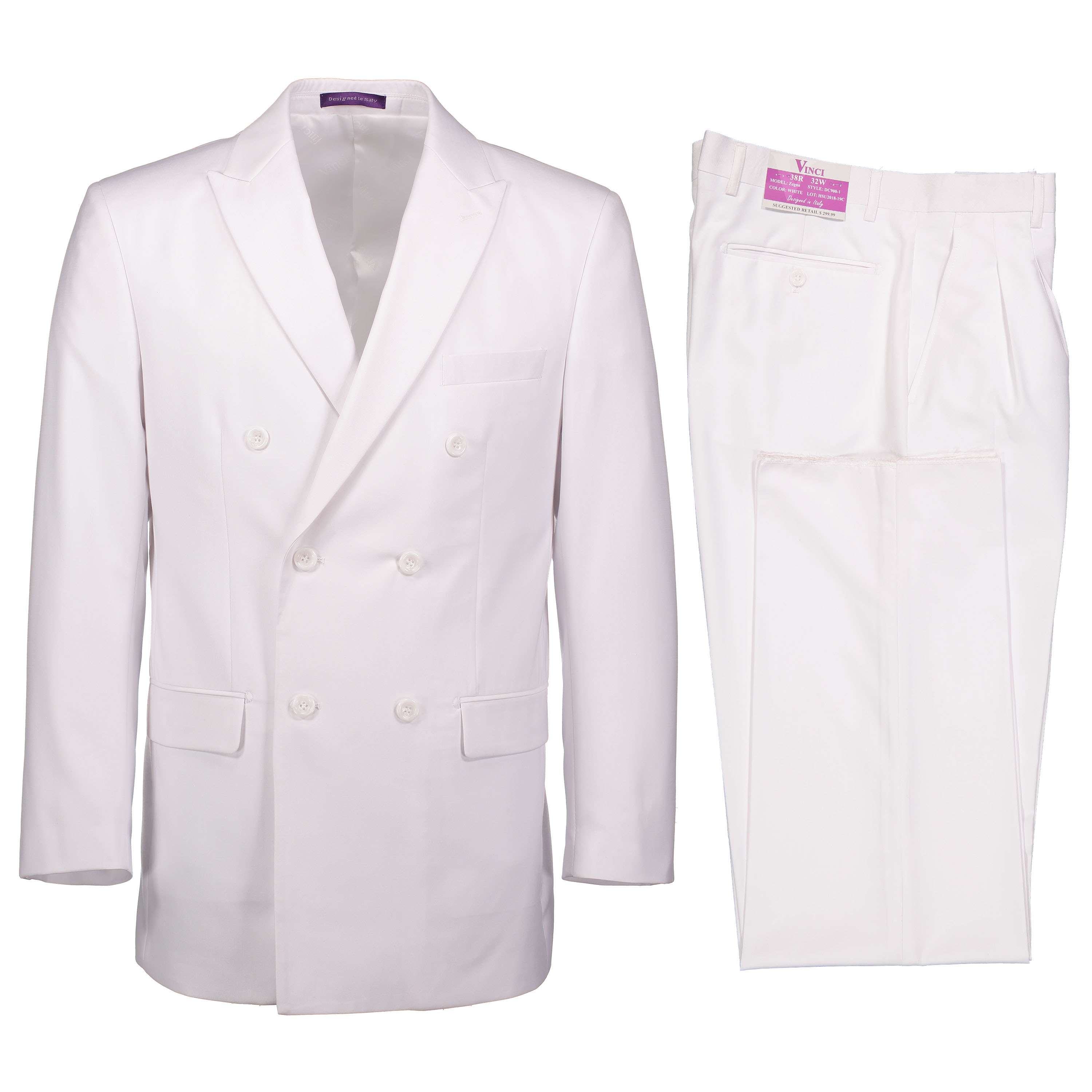 VINCI Men's White Double Breasted 6 Button Classic Fit Suit NEW | eBay