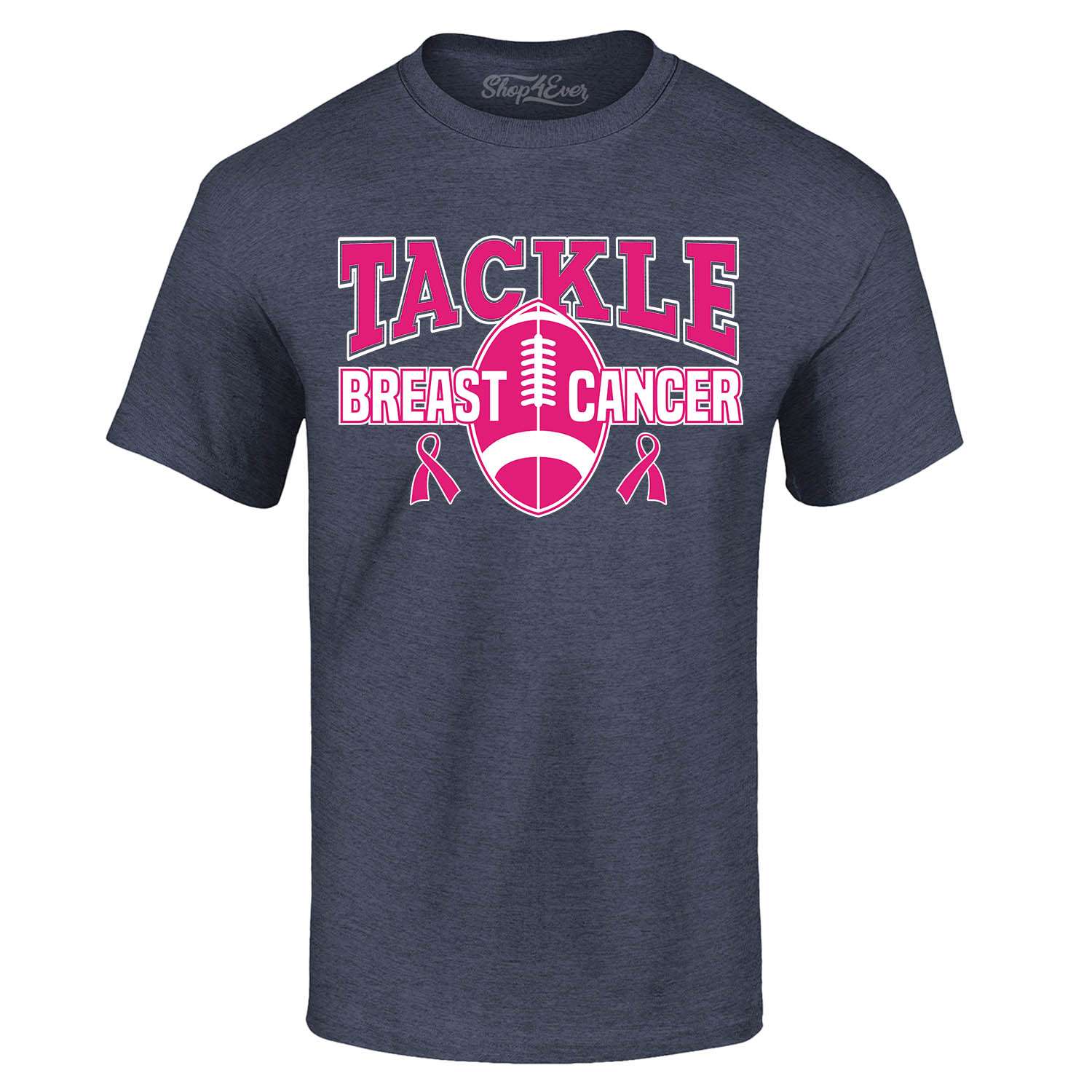 Tackle Breast Cancer T-shirt Pink Ribbon Support Fight Faith Awareness Shirts