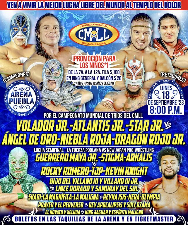 Cartelera lucha libre CMLL del Lunes 18 de Septiembre del 2023