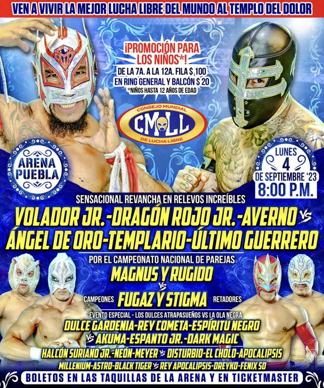 Cartelera lucha libre CMLL del Lunes 4 de Septiembre del 2023