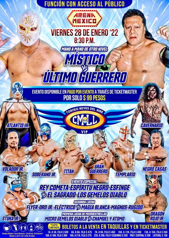 Cartelera lucha libre CMLL del Viernes 28 de Enero del 2022