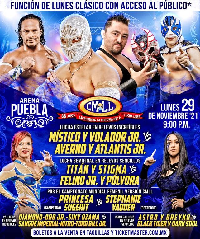 Cartelera lucha libre CMLL del Lunes 29 de Noviembre del 2021