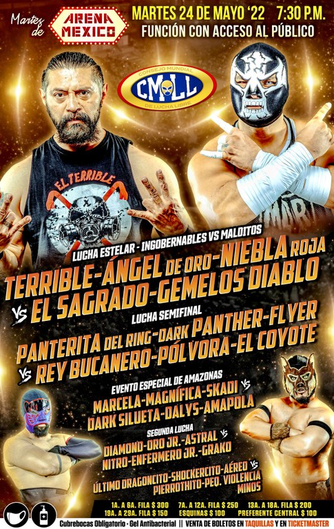 Cartelera lucha libre CMLL del Martes 24 de Mayo del 2022
