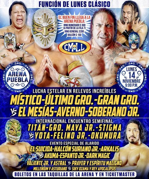 Cartelera lucha libre CMLL del Lunes 14 de Noviembre del 2022
