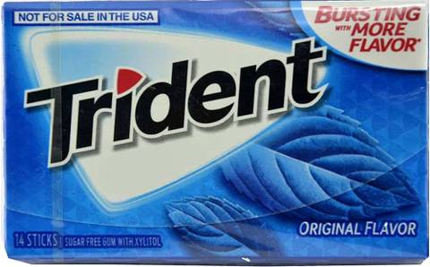 Trident Gum Nutrition Label