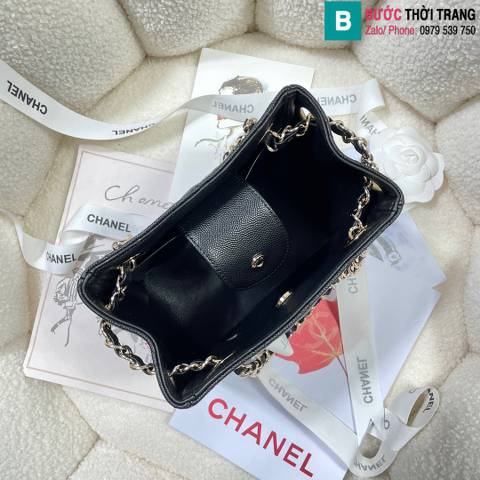 Túi xách Chanel Tote siêu cấp da bê màu đen size 16cm 