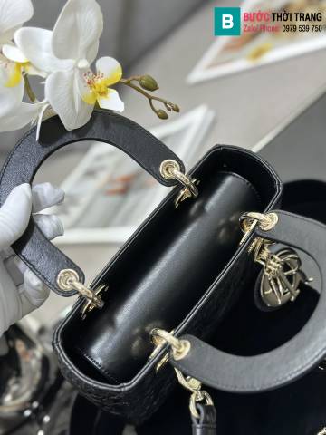 Túi xách Dior Lady D Joy siêu cấp da bê màu đen size 20cm