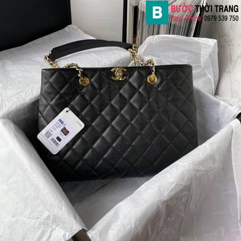 Túi xách Chanel Tote siêu cấp da bê màu đen size 31cm 