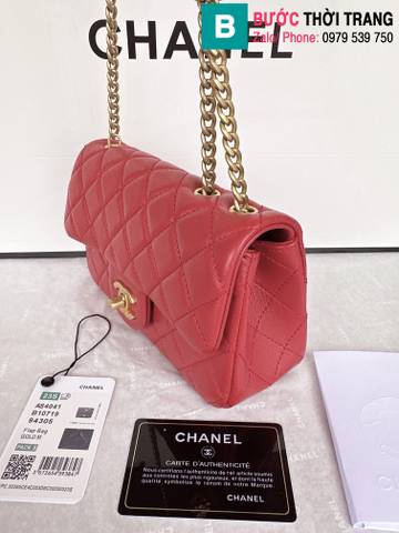 Túi đeo chéo Chanel siêu cấp da cừu màu đỏ size 20cm 