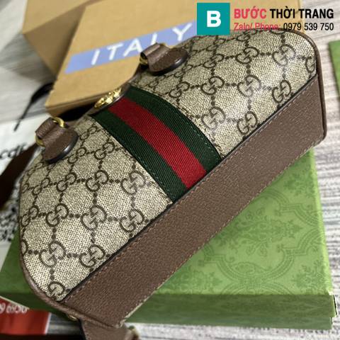 Túi xách Gucci Ophidia top handle mini bag siêu cấp canvas màu nâu size 21cm