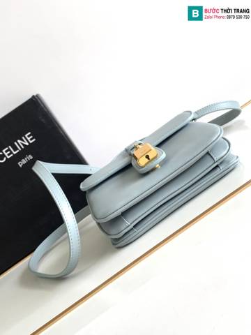 Túi xách Celine mini siêu cấp da bò màu xanh size 16cm 
