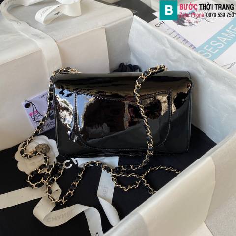 Túi xách Chanel Fw hoa trà siêu cấp da bê màu đen size 20cm
