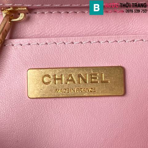 Túi xách Chanel siêu cấp vải canva màu hồng size 15cm 