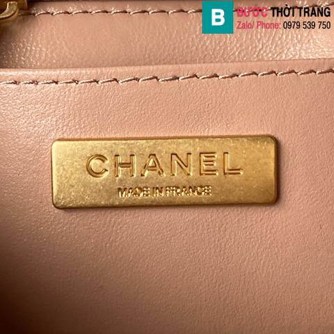 Túi xách Chanel siêu cấp da cừu màu hồng nude size 15cm