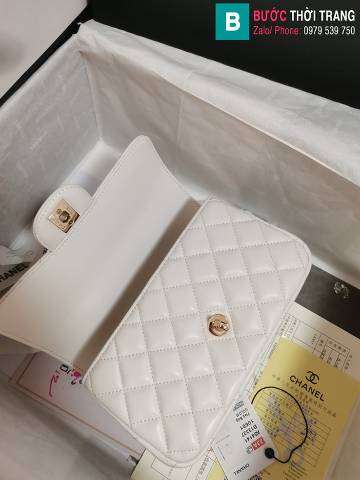 Túi xách Chanel Cf mini siêu cấp da cừu màu trắng size 18cm