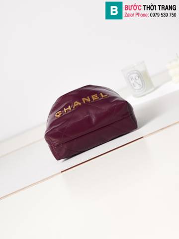 Túi xách Chanel mini bag siêu cấp da bê màu mận size 19cm
