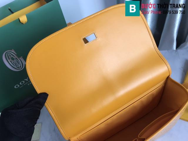 Túi xách Goyard Belvédère siêu cấp canvas và da bê màu vàng size 28cm