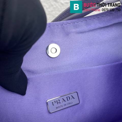 Túi xách đính đá Prada siêu cấp da bê màu tím size 22cm 