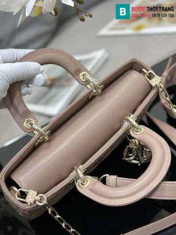 Túi xách Dior Lady D Joy siêu cấp da bê màu nude size 26cm