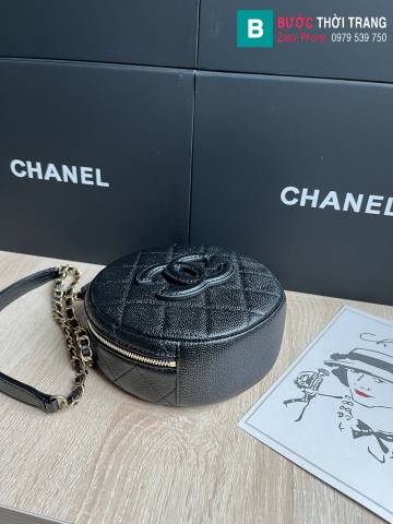 Túi xách Chanel  vanity siêu cấp da bê màu đen size 16cm