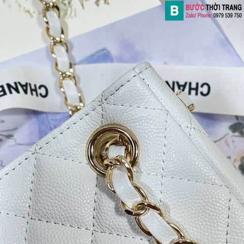 Túi xách Chanel Tote siêu cấp da bê màu trắng size 16cm