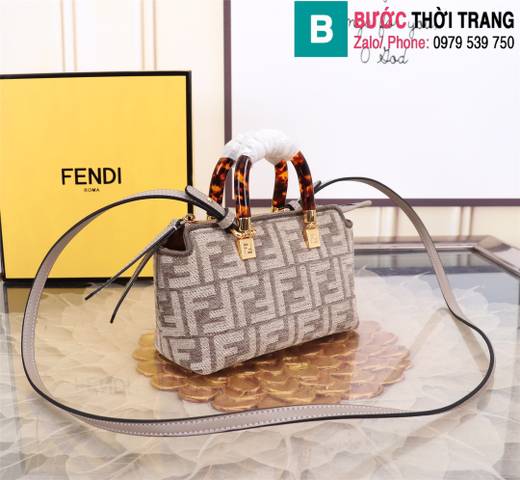 Túi xách Fendi Mini Bythe Way siêu cấp Chenille màu nâu size 17cm