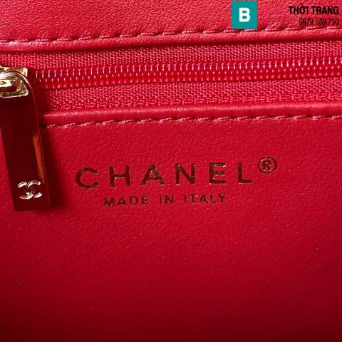 Túi xách Chanel Fw hoa trà siêu cấp da bê màu đỏ size 20cm