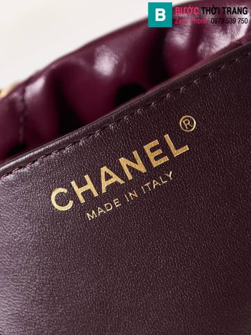 Túi xách Chanel mini bag siêu cấp da bê màu mận size 19cm