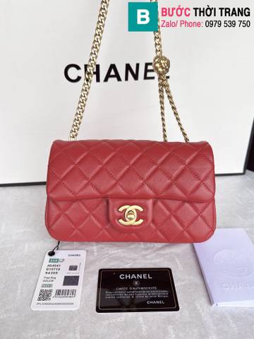 Túi đeo chéo Chanel siêu cấp da cừu màu đỏ size 20cm 