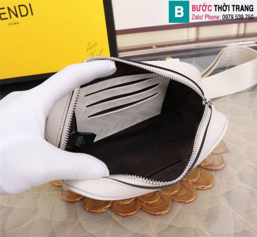 Túi xách Fendi mini siêu cấp canvas màu trắng size 19cm 