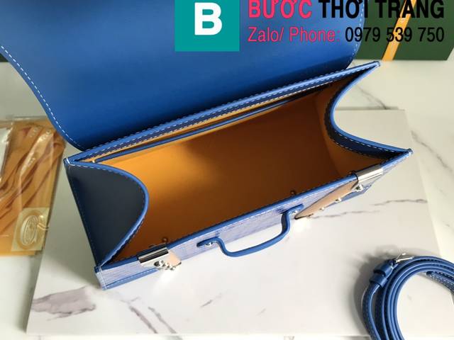 Túi xách Goyard Saïgon PM siêu cấp canvas màu xanh size 28cm