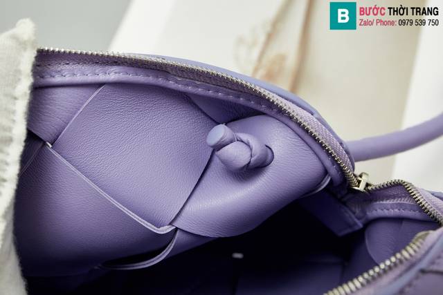 Túi xách Bottega Veneta Intreccio siêu cấp da bê màu tím size 14cm