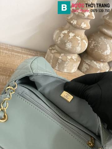 Túi xách Chanel nắp gập siêu cấp mini da cừu màu xám size 19cm