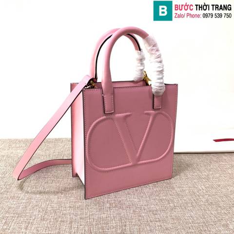 Túi xách Valentino VLOGO Walk siêu cấp da bê màu hồng size 20cm 