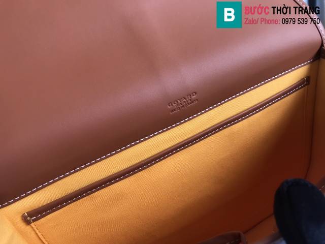 Túi xách Goyard Belvédère siêu cấp canvas và da bê màu nâu size 28cm 