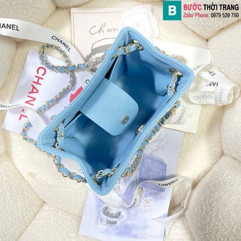 Túi xách Chanel Tote siêu cấp da bê màu xanh nước size 16cm 